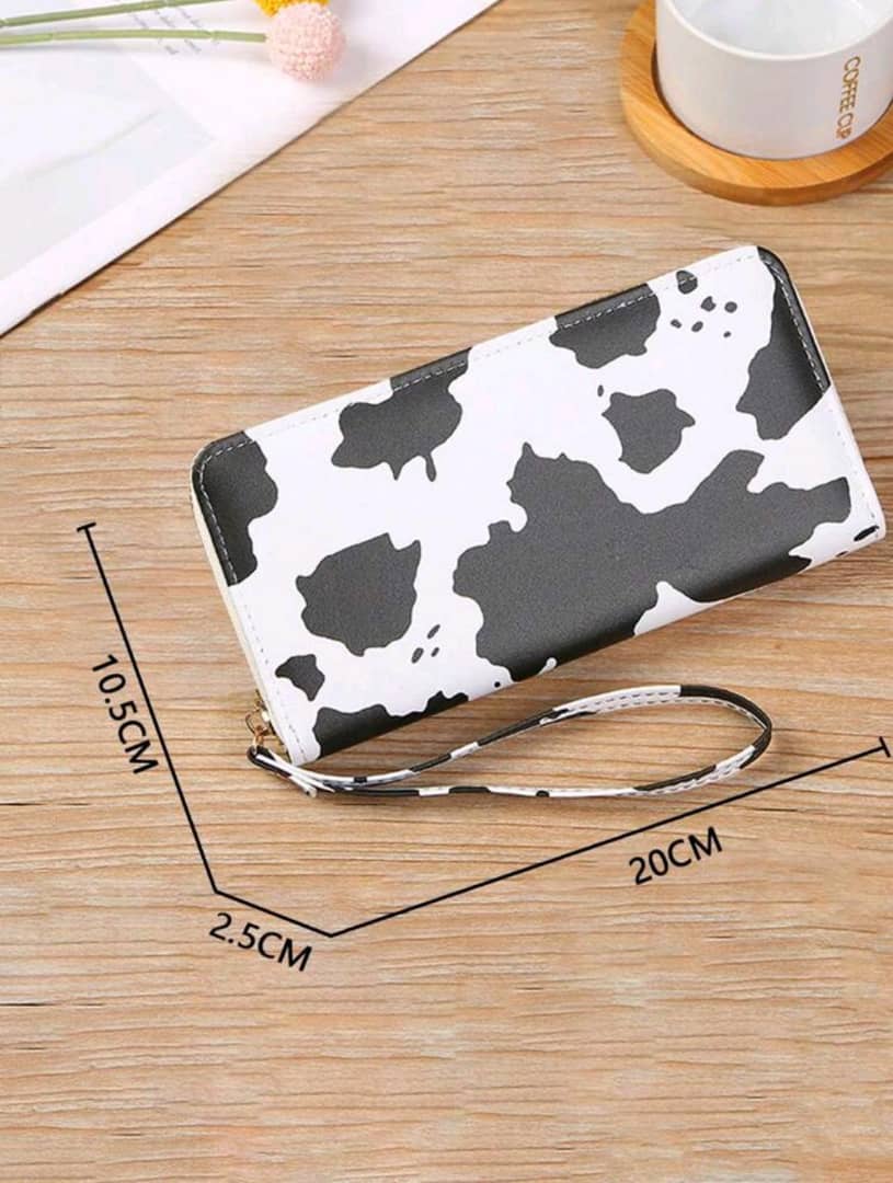 2024 Summer Multicolor Cow Pattern Multiple Compartment Long Wallet Cardholder Change Purse Clutch Bag Wristlet Wallet