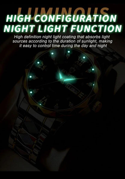 Fashionable Men's Watch, Luxury Stainless Steel Quartz Watch With Calendar And Night Light, Business Casual Wrist Watch Father