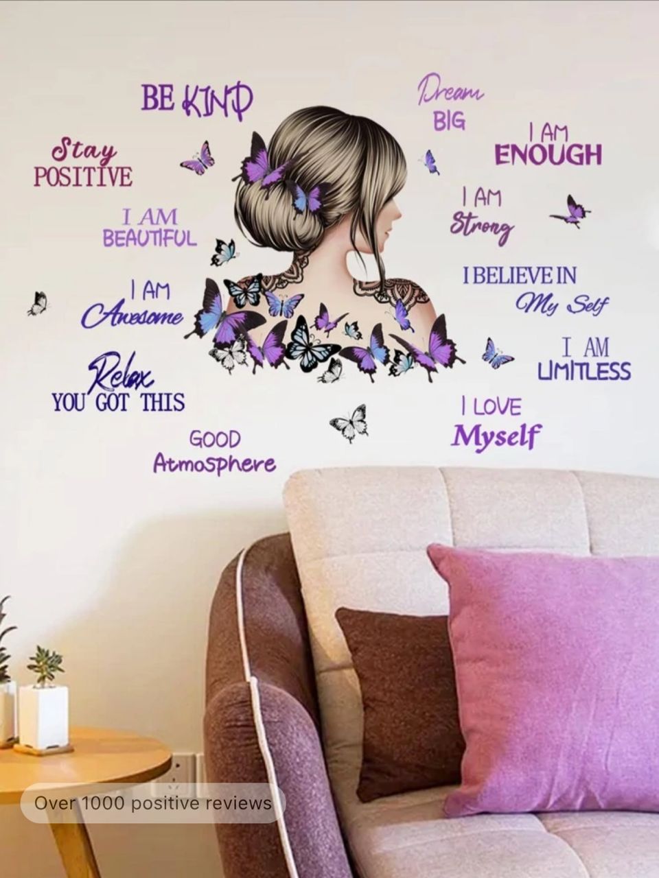 1pc PVC Wall Decal, Butterfly & Figure Graphic Wall Sticker For Home Wall Decor