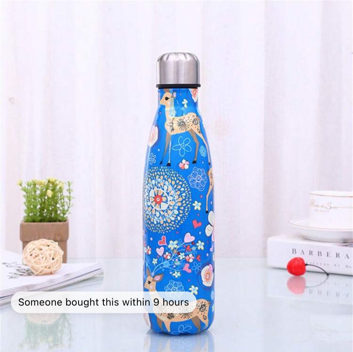 1pc 17oz Stainless Steel Double Walled Insulated Tumbler, Outdoor Sports Water Bottle With Cute Deer Print, Christmas/Halloween Gift, Reusable Soda Can, Travel Cup