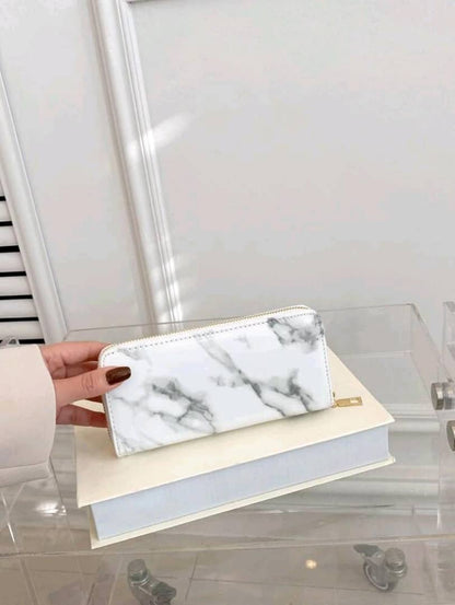 Marble Pattern Long Wallet Checkbook Cover Slim Portable,Money,Cash White-Collar Workers,For Female,For Women College,Work, Business, Commute,Office,For Anniversary,For Lover,For Birthday Gift,On Valentine Day Gift, Gift