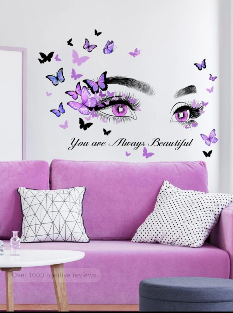 1pc Butterfly & Figure Graphic Wall Sticker, Modern Self Adhesive Wall Art Decal For Home decor