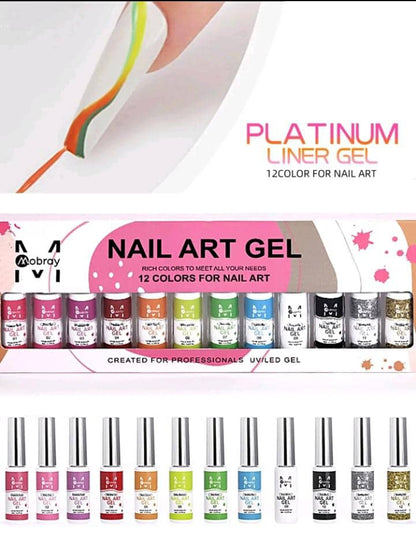 8Ml Color Nail Polish Puller Glue 12 Pack Nail Art Gel Polish Semi-Permanent Polishing Nails Uv Manicure Tools For Nail Art Designs Abstract Lines Pen For Painting Draw Nail Art equipment.