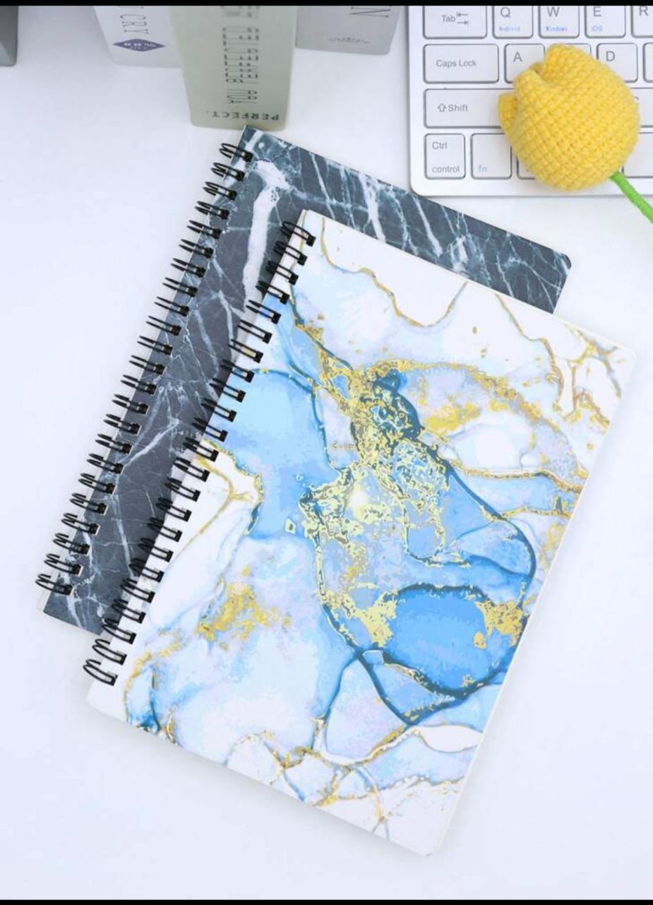 1pc Creative Marble Flip Notebook With A5 Horizontal Lines, Business Journal, Suitable For Student Writing Stationery