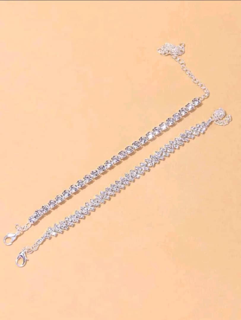 SXY 2pcs Rhinestone Decor Anklet