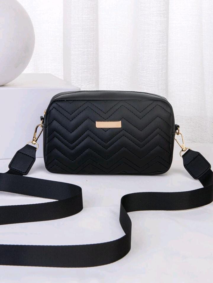 Mini Plaid Embossed Square Crossbody Bag With Metallic Decoration