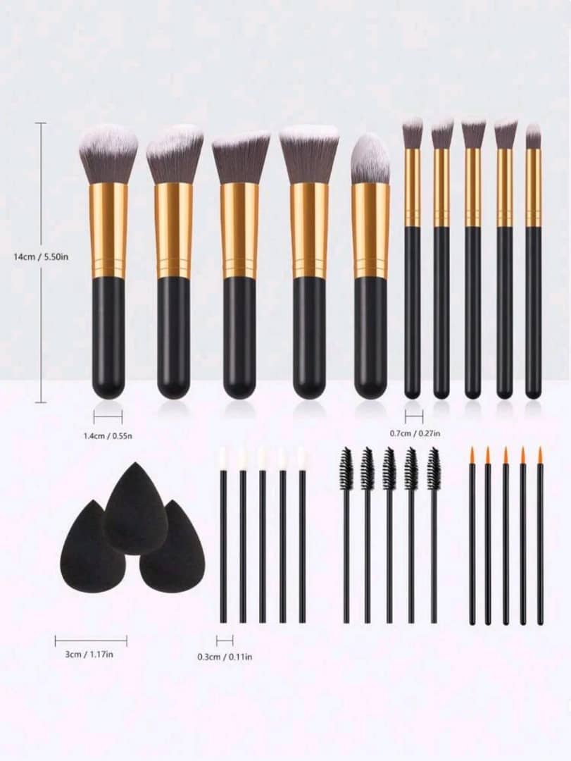 28pcs/Set Black Makeup Brush Kit (10pcs Makeup Brushes + 3pcs Puffs + 5pcs Eyeliner Brushes + 5pcs Eyelash Brushes + 5pcs Lip Brushes) Including Blush Brush, Powder Brush, Multi-Functional Brush, Eyeshadow Brush, Blending Brush, Highlight Brush, Contour