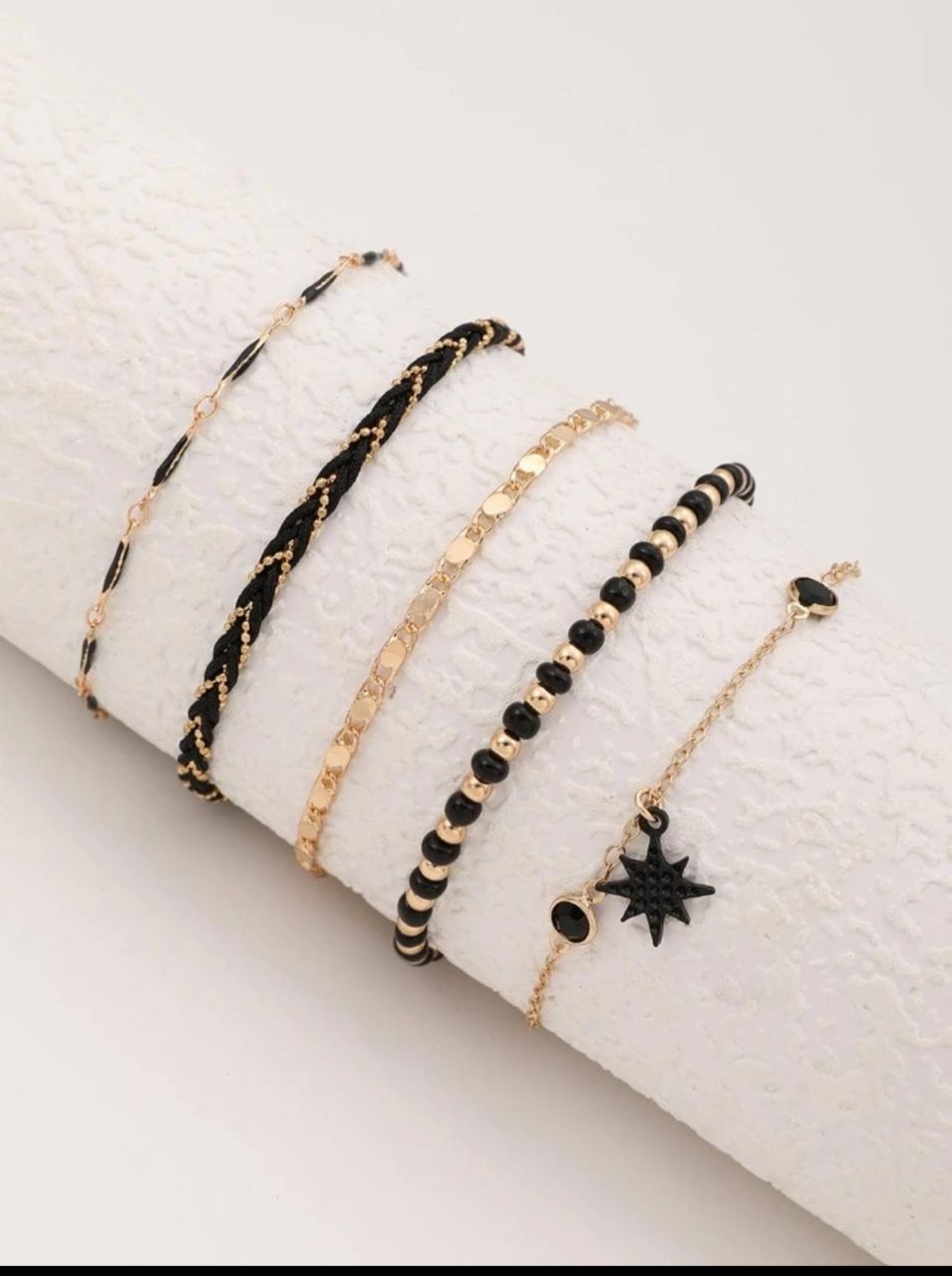 5pcs/set Boho Zinc Alloy Eight-pointed Star Charm Anklet For Women For Daily Life