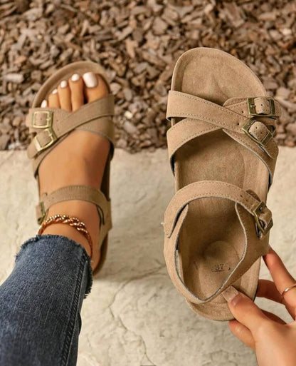 Summer New Style Slouchy Cork Bottom Fashionable Versatile Slip-On Sandals