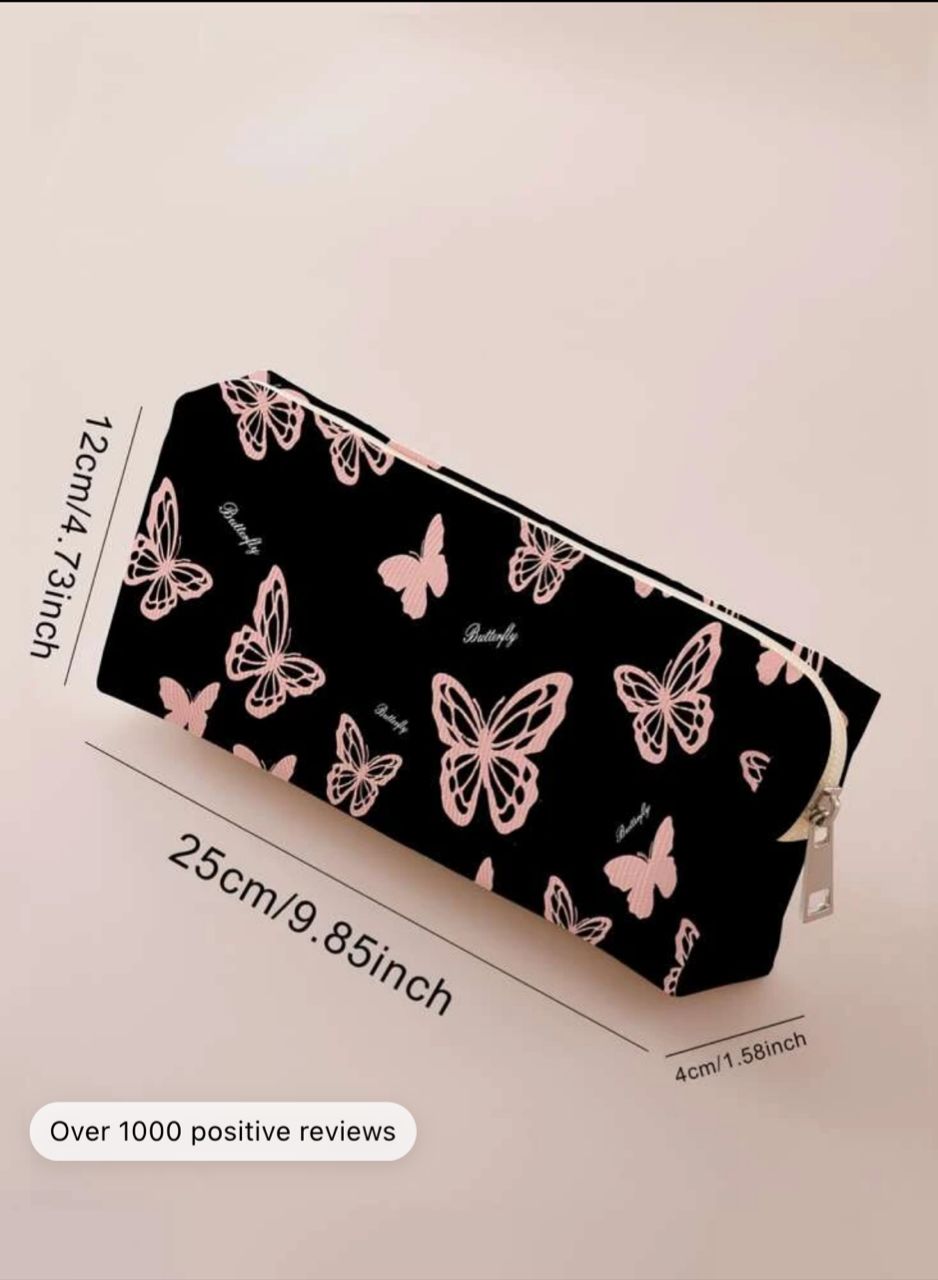 1pc Butterfly & Letter Graphic Pencil Case