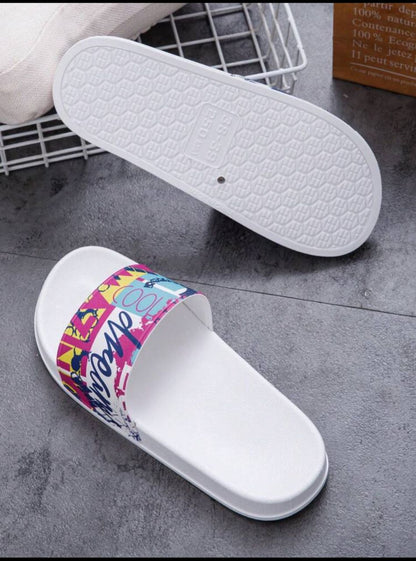 Women Plastic Slippers For Home, Fashionable Soft-Sole PVC Anti-Slip Flat Slides For Indoor/Outdoor/Beach Wear, Korean Style Couple Sandals