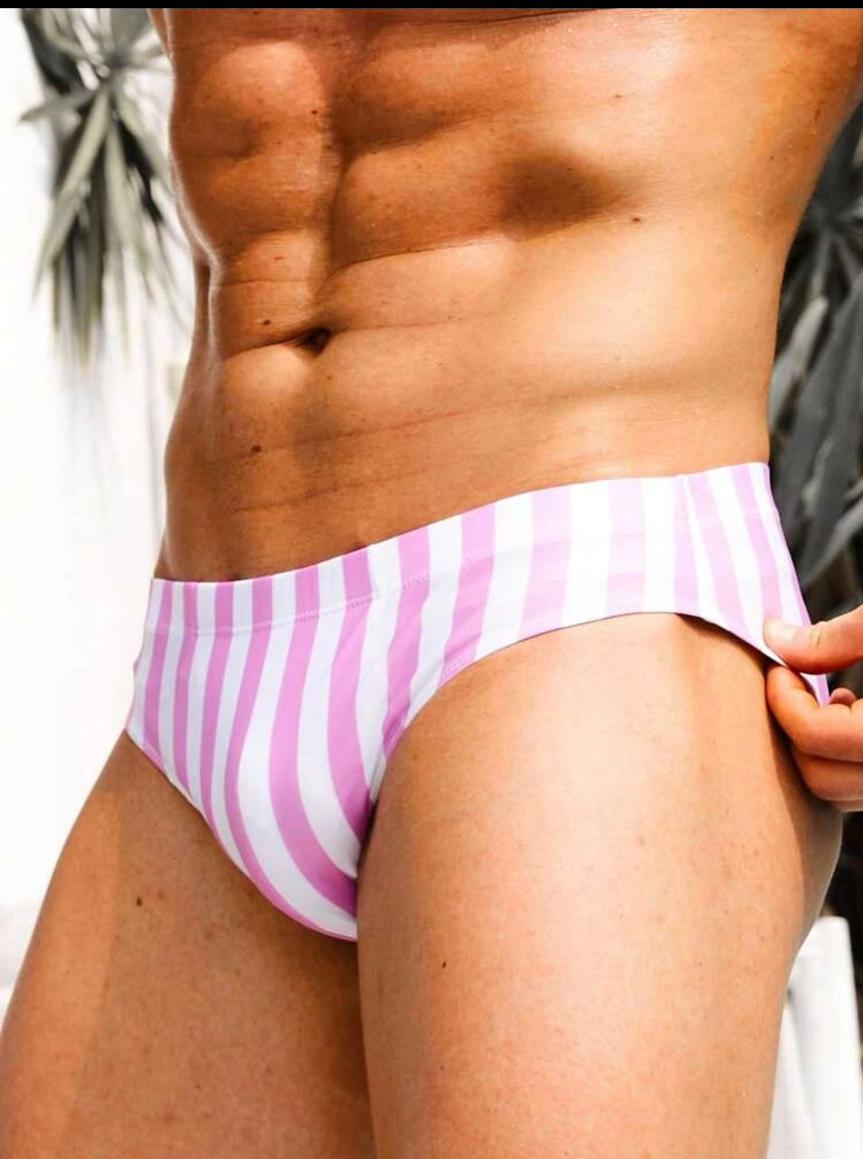 Manfinity Swimmode Men Striped Print Swim Brief