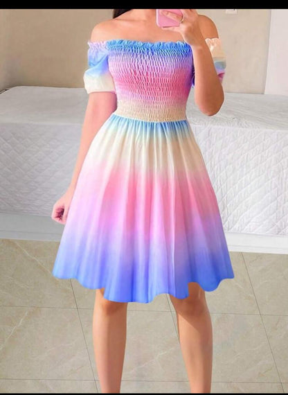 Fashionable Ombre Off-Shoulder Short Bodycon Dress