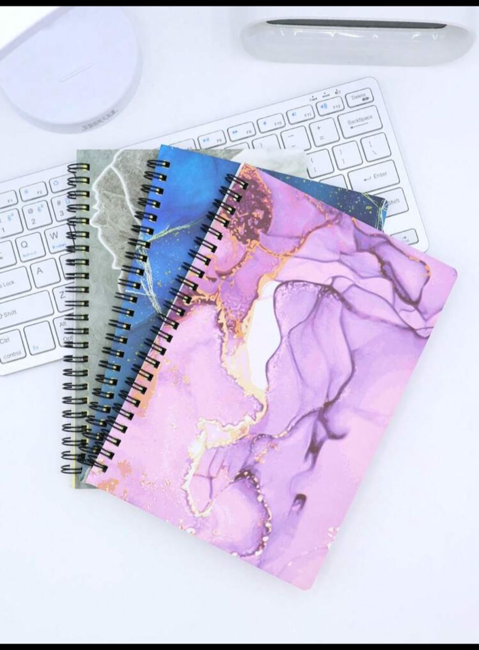 1pc Creative Marble Flip Notebook With A5 Horizontal Lines, Business Journal, Suitable For Student Writing Stationery