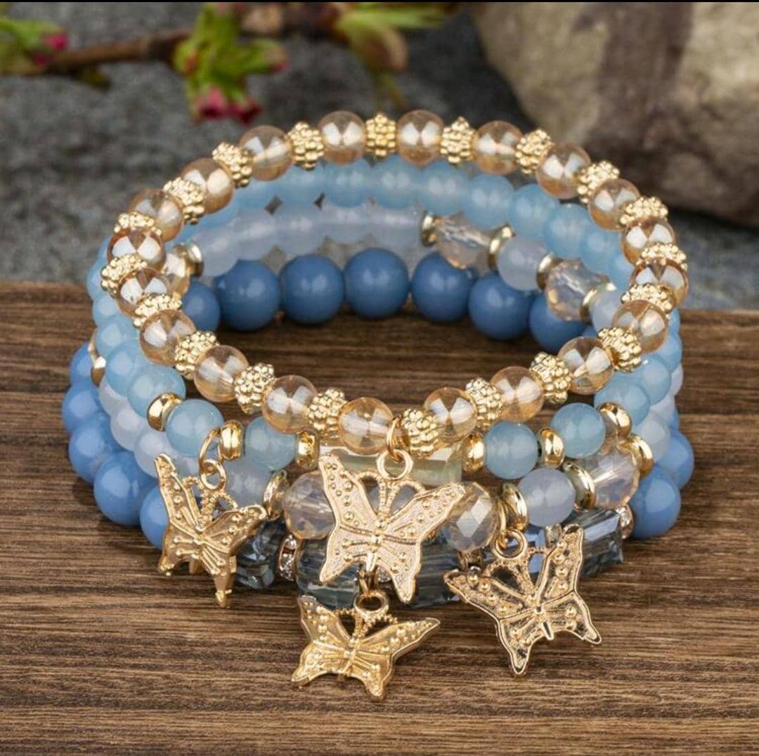 4pcs/set Butterfly Charm Beaded Bracelet